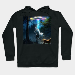 UFO abducting unicorn Hoodie